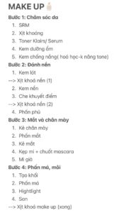 Lịch trình học makeup