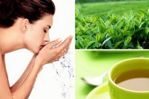 rửa mặt bằng trà xanh